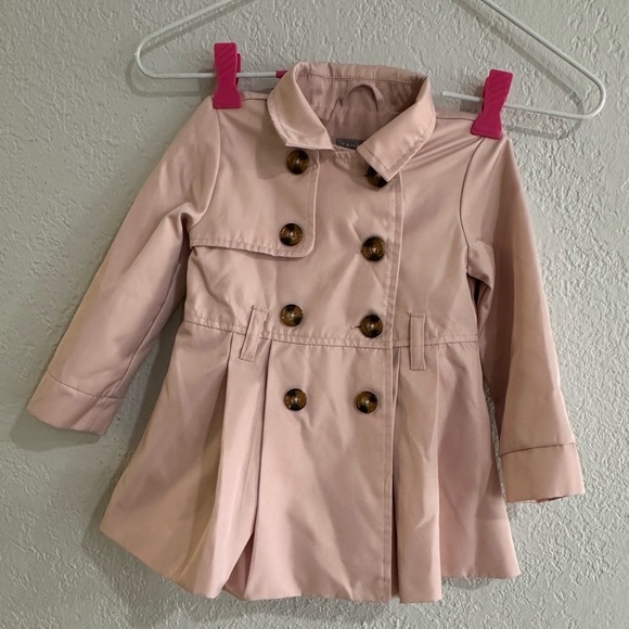 Tahari Girls Blush Pink Trench Coat Double Breasted Belted Size 18M - Picture 10 of 15